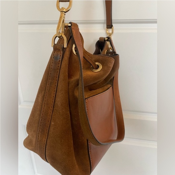 Michael Kors Tan Suede and Leather Crossbody Shoulder Bucket bag - Picture 5 of 7